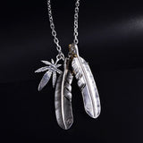 Vintage Style Feather Silver Chain Necklace Set for Men and Women