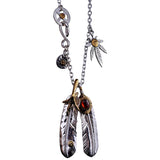 Vintage Style Feather Silver Chain Necklace Set for Men and Women