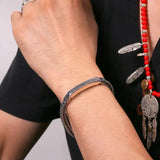 Thai Silver Pattern Braided Bracelet Retro Style