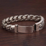Silver Wide Retro Dragon Scale Bracelet for Men