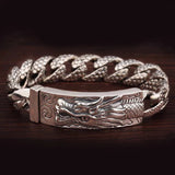 Silver Wide Retro Dragon Scale Bracelet for Men
