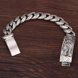 Silver Wide Retro Dragon Scale Bracelet for Men