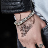 Vintage Punk High Polished Silver Bracelet Men