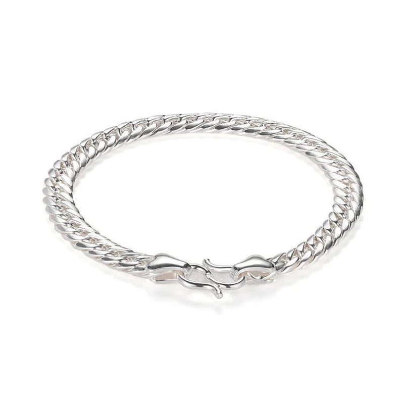 Men's Silver Bracelet Hip-hop Punk Single Tank Chain Jewelry Accessory