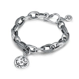 Silver Bracelet Smiley Face Love Lock Retro Hand-made Extension Tail Chain