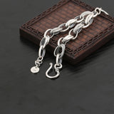 Silver Bracelet Smiley Face Love Lock Retro Hand-made Extension Tail Chain