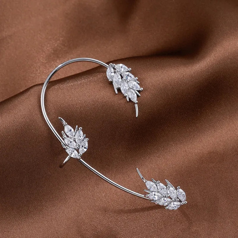 Sparkling Zircon Ear Cuff Clip Earrings - Wedding Jewelry