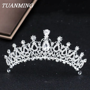Silver Crystal Diadems For Women Wedding Tiaras Crowns Rhinestone Hair Ornaments