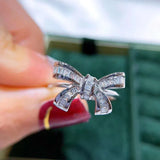 Silver Bowknot Wedding Jewelry Set - Rings Earrings Necklaces