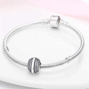 925 Silver Zircon Bead Charm for Bracelet Necklace