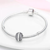 925 Silver Zircon Bead Charm for Bracelet Necklace