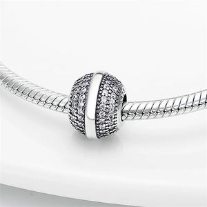 925 Silver Zircon Bead Charm for Bracelet Necklace