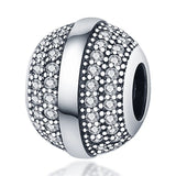 925 Silver Zircon Bead Charm for Bracelet Necklace