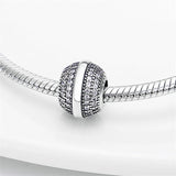 925 Silver Zircon Bead Charm for Bracelet Necklace