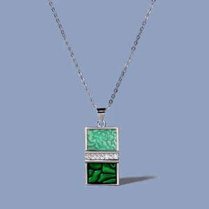 Emerald Green Geometric Enamel Necklace for Women