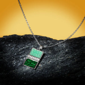 Emerald Green Geometric Enamel Necklace for Women