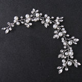 Silver Pearls Wedding Headband Crystal Hairpiece for Bride