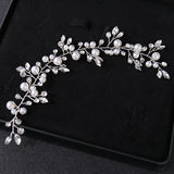 Silver Pearls Wedding Headband Crystal Hairpiece for Bride