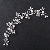 Silver Pearls Wedding Headband Crystal Hairpiece for Bride