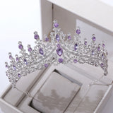 Silver Purple Baroque Headband Crystal Tiaras Crowns Bride Noiva Headpiece