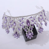 Silver Purple Baroque Headband Crystal Tiaras Crowns Bride Noiva Headpiece
