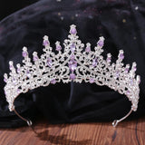 Silver Purple Baroque Headband Crystal Tiaras Crowns Bride Noiva Headpiece