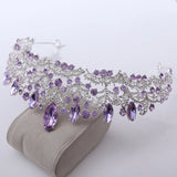 Silver Purple Baroque Headband Crystal Tiaras Crowns Bride Noiva Headpiece
