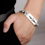 Silver Cuban Men's Bracelet Thick Heavy Solid Chain