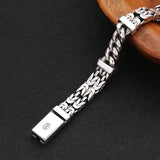 Silver Double-row Keel Pattern Peace Bracelet Classic Distressed