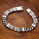 Silver Double-row Keel Pattern Peace Bracelet Classic Distressed