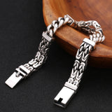 Silver Double-row Keel Pattern Peace Bracelet Classic Distressed