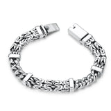 Silver Double-row Keel Pattern Peace Bracelet Classic Distressed