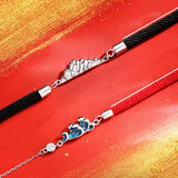 Silver Epoxy Mountain Wave Pendant Couple Bracelet Long-distance Love Jewelry