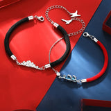 Silver Epoxy Mountain Wave Pendant Couple Bracelet Long-distance Love Jewelry