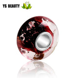 Silver Foil Silk Zircon Glass Bead 925 Silver Bracelet
