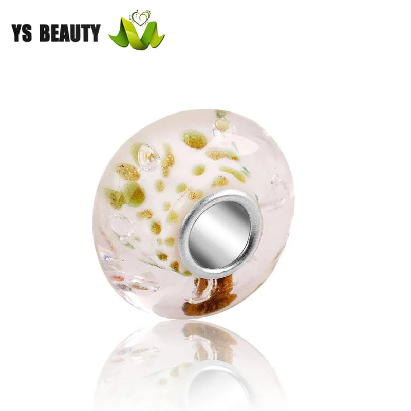 Silver Foil Silk Zircon Glass Bead 925 Silver Bracelet