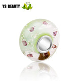 Silver Foil Silk Zircon Glass Bead 925 Silver Bracelet