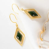 Silver Inlaid Hetian Chalcedony Palace Earrings