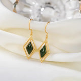 Silver Inlaid Hetian Chalcedony Palace Earrings