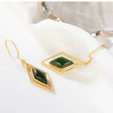 Silver Inlaid Hetian Chalcedony Palace Earrings