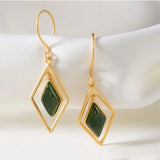 Silver Inlaid Hetian Chalcedony Palace Earrings