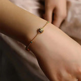 Silver Inlaid Chalcedony Round Bracelet Chinese Ethnic Retro Art Style