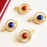Silver Inlaid Natural Enamel Agate Pendant Necklace Retro Craft Jewelry