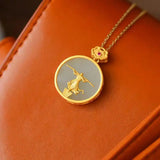 Silver Inlaid Hetian Jade Necklace Big Pendant Women's Jewelry