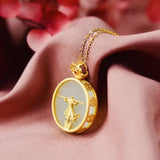 Silver Inlaid Hetian Jade Necklace Big Pendant Women's Jewelry