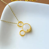 Silver Inlaid Hetian Jade Pendant Necklace Mickey Sweet Feminine Charm