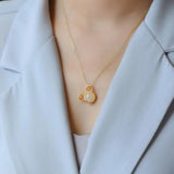 Silver Inlaid Hetian Jade Pendant Necklace Mickey Sweet Feminine Charm