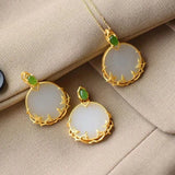 Silver Inlaid Hetian Jade Pendant Necklace Chinese Retro Style Jewelry