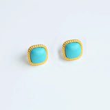 Silver Inlaid Turquoise Earrings for Women