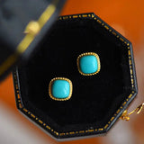 Silver Inlaid Turquoise Earrings for Women